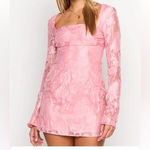 NWT Beginning Boutique Iggy Pink Floral Long Sleeve Mini Dress Size 8